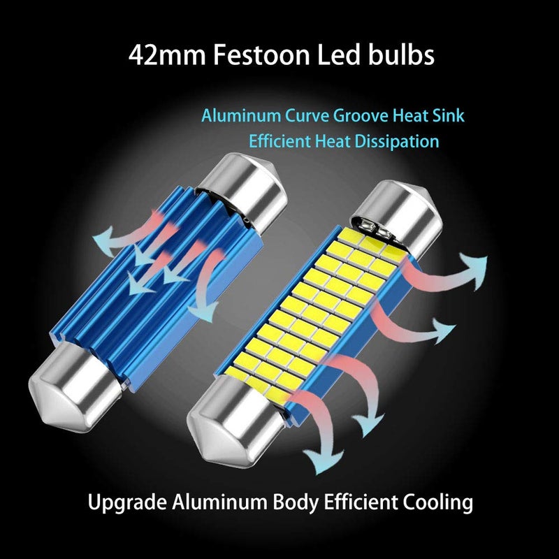 CATO-WDJ 578 Festoon LED Bulb, 42mm 41mm 1.65 Inch Festoon DE3425 DE3423 211-2, 12V 33SMD White Light 42mm bulbs for Car Interior Dome Map Courtesy Trunk Light 212-2 LED Bulbs, 6pcs - Image 5